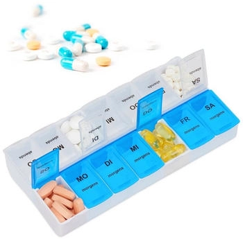 Relaxdays GmbH 5 x Tablettenbox 7 Tage 2 Fächer Blau rau