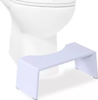 Relaxdays Klappbarer Toilettenhocker aus Bambus Weiß