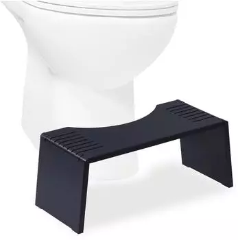 Relaxdays Klappbarer Toilettenhocker aus Bambus Schwarz
