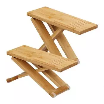Relaxdays Klappbarer Toilettenhocker 2-teilig Hellbraun