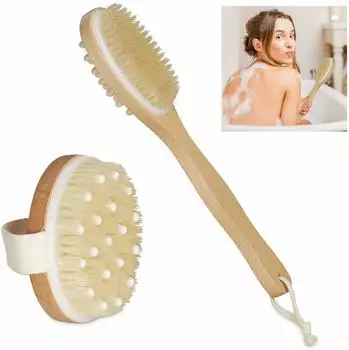 Relaxdays Badebürste 2er Set Weiß ellbraun
