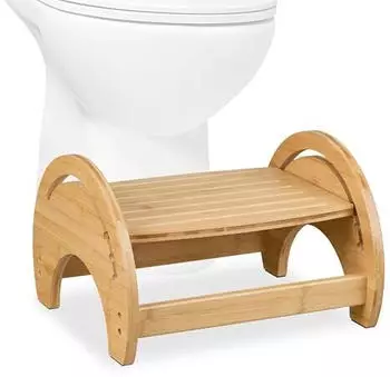 Relaxdays Verstellbarer Toilettenhocker aus Bambus Hellbraun