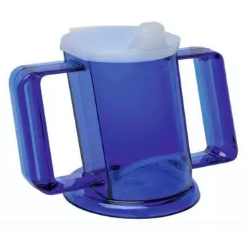 Sundo Homecare Trinkbecher HANDYCUP mit Tee-Aufsatz und 2 Griffen Farbe: blau/transparent