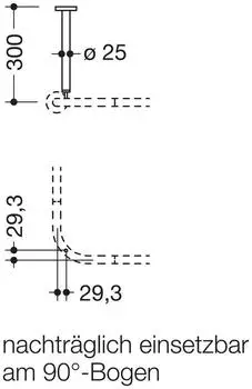 Hewi System 900 Deckenabh&auml;ngung 900.34.00060DC A = 300 mm Edelstahl pulverbeschichtet schwarz tiefmatt