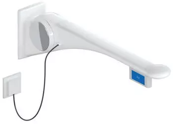 Hewi 802 LifeSystem St&uuml;tzklappgriff 802.50.44660DR 750 mm anthrazit hochglanz/anthrazit matt Sp&uuml;lausl&ouml;sung rechts