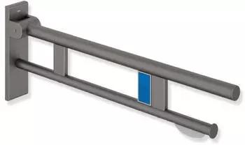 Hewi System 900 St&uuml;tzklappgriff Duo Design B mit Sp&uuml;lausl&ouml;sung 850mm dunkelgrau perlglimmer tiefmatt