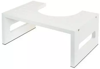 Relaxdays Toilettenhocker aus Bambus Wei&szlig;