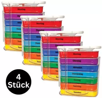 IEA Medical Tablettenbox geordnete Medikamentenaufbewahrung f&uuml;r den ganzen Monat 4 St Box