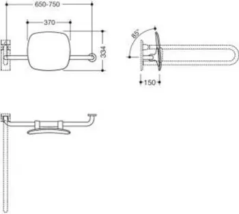 Hewi 801.51.9262R 90 R&uuml;ckenst&uuml;tze Fb 92 WA 150mm echts 801.51.9262R 90
