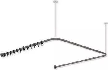 Hewi System 900 Vorhangstange 900.34.30060SC 987 x 975 x 987 mm 28 Vorhangringe Edelstahl pulverbeschichtet dunkelgrau perlglimmer tiefmatt