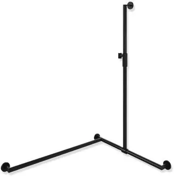 Hewi System 900 Duschhandlauf 900.35M30760CV 1250 x 765 x 965 mm Edelstahl pulverbeschichtet schwarz tiefmatt links