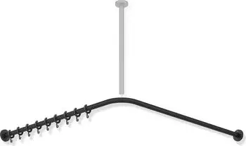 Hewi System 900 Vorhangstange 900.34.10260DC 987 x 987 mm 20 Vorhangringe Edelstahl pulverbeschichtet schwarz tiefmatt