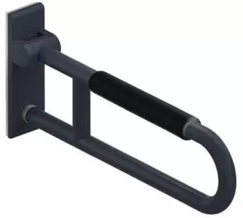 Hewi Serie 801 Mobiler St&uuml;tzklappgriff matt L&auml;nge 750mm mit Armpolster anthrazitgrau