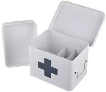 Relaxdays Medizinbox aus Metall Anthrazit ei&szlig;