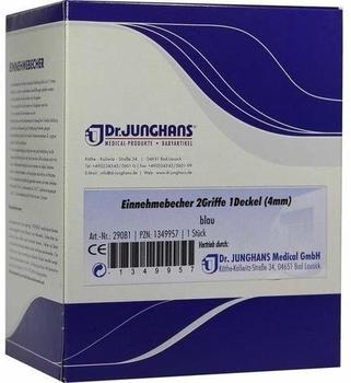 Dr. Junghans Medical Einnehmebecher M.2 Griffen + Deckel 4 mm Blau