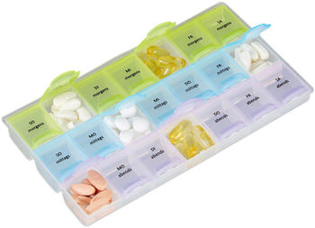 Relaxdays 7 Tage Tablettenbox mit Deckel transparent
