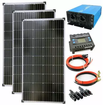 Solartronics Inselanlage Komplettset 3 x 130W Solarmodul Spannungswandler TS1500