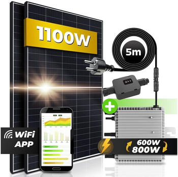 VENDOMNIA Solaranlage 1100/800W 2 x 550Wp, Deye SUN-M80G3-EU-Q0, Schuko-Netzkabel 5m