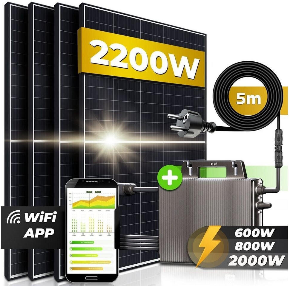 VENDOMNIA Solaranlage 2200W mit 4 x 500Wp Modulen, TSUN TSOLMS2000