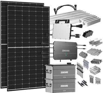 Offgridtec Balkonkraftwerk 880W 2 x 440Wp, Hoymiles HM-800, Zendure SolarFlow 1,92kWh, für Blechdach (018490-003)