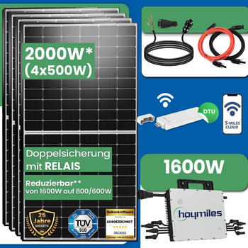 EPP Solar Photovoltaikanlage 2000W 4 x 500Wp Module, Hoymiles HMS-1600-4T, DTU-WLite-S, Wieland-Netzkabel 10m