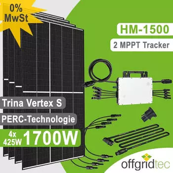 Offgridtec Balkonkraftwerk 1700W 4 x 425Wp & Hoymiles HM-1500 (4-01-016450) Offgridtec Balkonkraftwerk 1700W 4 x 425Wp & Hoymiles HM-1500 (4-01-016450)