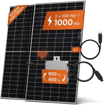 Solarway Balkonkraftwerk 1000/600W 2 x 500Wp mit Deye SUN-M80G3 Wechselrichter