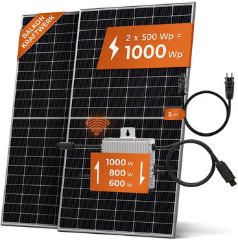 Solarway Balkonkraftwerk 1000/600W 2 x 500Wp mit Deye SUN-M100G3 Wechselrichter