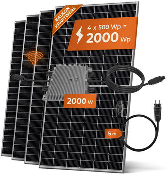 Solarway Komplettsystem 2000W 4 x 500W Solarpanele + Deye Wechselrichter + Steckdose Solarway Komplettsystem 2000W 4 x 500W Solarpanele + Deye Wechselrichter + Steckdose