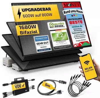 Solakon BKW 1680W 4 x 420W Solarpanel + Wechselrichter 600/800W (SK-011175-GH)