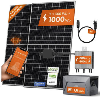 Solarway Balkonkraftwerk Set 1000W 2 x 500Wp JAM66S30 + Deye M80 + Anker SOLIX E1600 Solarway Balkonkraftwerk Set 1000W 2 x 500Wp JAM66S30 + Deye M80 + Anker SOLIX E1600