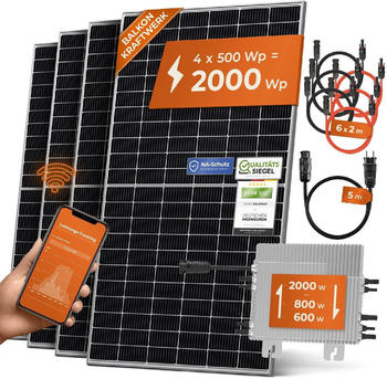 Solarway Balkonkraftwerk 2000W 4 x 500Wp JaSolar JAM66S30 + Deye SUN-M200 + 5m Schuko-Kabel Solarway Balkonkraftwerk 2000W 4 x 500Wp JaSolar JAM66S30 + Deye SUN-M200 + 5m Schuko-Kabel