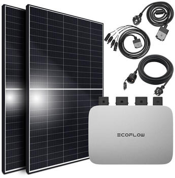 SUNNIVA Balkonkraftwerk 1100/800W 2 x 550Wp Module + EcoFlow PowerStream 800W + Schuko-Kabel 5m
