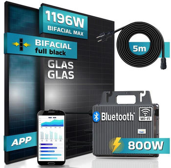 SUNNIVA Balkonkraftwerk 1196/800W 2 x 460Wp Module + TSUN TSOL-MS800 + 5m Schuko-Netzkabel