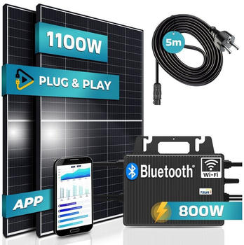 SUNNIVA Balkonkraftwerk 1100/800W 2 x 550Wp Module + TSUN TSOL-MS800 + 5m Schuko-Kabel
