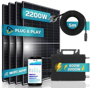 SUNNIVA Solaranlage 2200/2000W 4 x 550Wp Module + Astro-Energy TM-L2000M + Schuko-Kabel 5m SUNNIVA Solaranlage 2200/2000W 4 x 550Wp Module + Astro-Energy TM-L2000M + Schuko-Kabel 5m