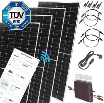 Apex Solar Solaranlage 2400/800W 4 x 600Wp Module + Wechselrichter 800W + 1,9m Schuko-Kabel