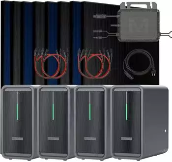 SUNNIVA Balkonkraftwerk 4000W 8 x 500Wp Module + Marstek MST-MI0800 + 4 x Marstek B2500-D 8,96 kWh + 5m Schuko-Kabel