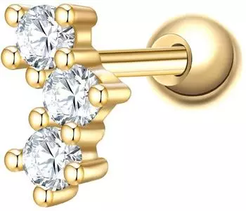 Glanzstücke München Ohrstecker Sterling Silber gelbgold mit Zirkonia 6,4mm (22934098)
