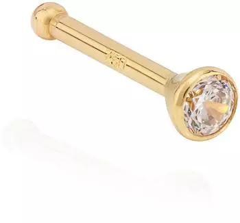 NKlaus Nasenpiercing 18 Karat Gelbgold, 2mm weißer Zirkonia (11229)