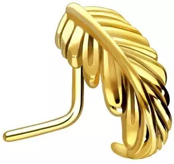 Piercingline Nasenstecker FEDER Chirurgenstahl, goldfarben, 0,8mm