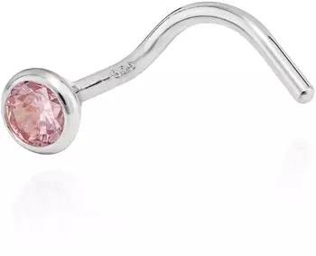 NKlaus Nasenstecker Spiralen-Form 925 Silber Zirkonia rosa 3,5mm (14844)