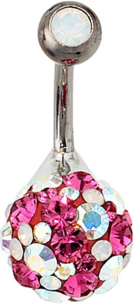 JOBO Bauchnabelpiercing mit Swarovski-Elements pink (38450)