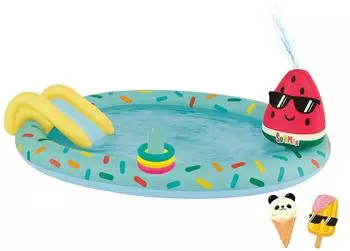 Happy People Spielcenter Eis Kinderpool mit Rutsche & Sprinkler, 198x150x18cm (77463)