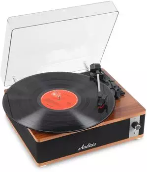 Audizio Irvine Plattenspieler Bluetooth 5.0, 40W, 33/45/78 RPM, Dunkelholz (T101.532)