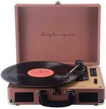 Prixton VC400 Vinyl-Plattenspieler Bluetooth & USB, Kofferdesign, Mocha Mousse (VC400)