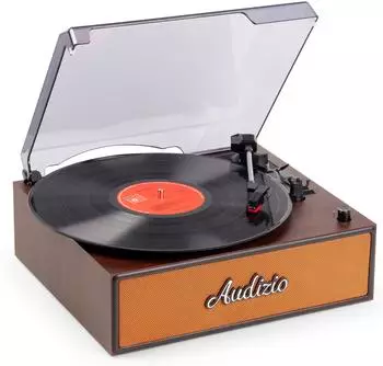 Audizio Reno Plattenspieler mit Lautsprechern, Bluetooth, 33/45/78 RPM, kupfer (T102.088)
