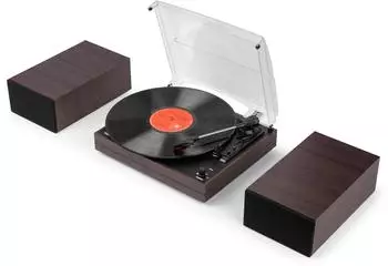 Audizio Akron Plattenspieler mit Lautsprechern, Bluetooth, dunkelbraun (T101.555)