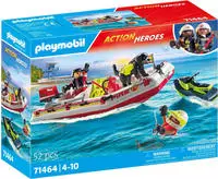Playmobil Konstruktions-Spielset "Feuerwehrboot mit Aqua Scooter (71464), Action