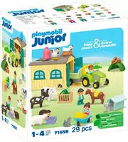 Playmobil Konstruktions-Spielset "Bauernhof-Abenteuer mit Traktor, Anh&auml;nger u. tier.